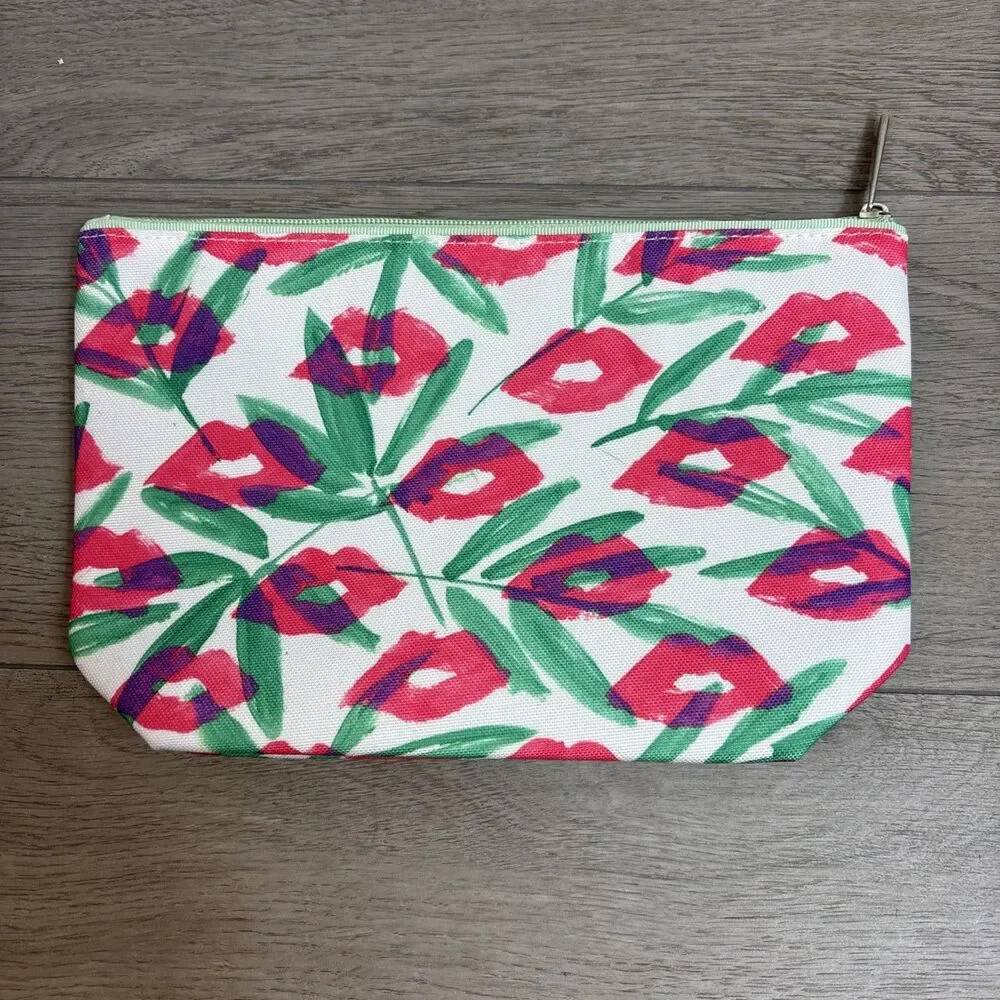 Clinique x Drawbertson Floral Lips Makeup/Toiletries Bag  New. BAG ONLY